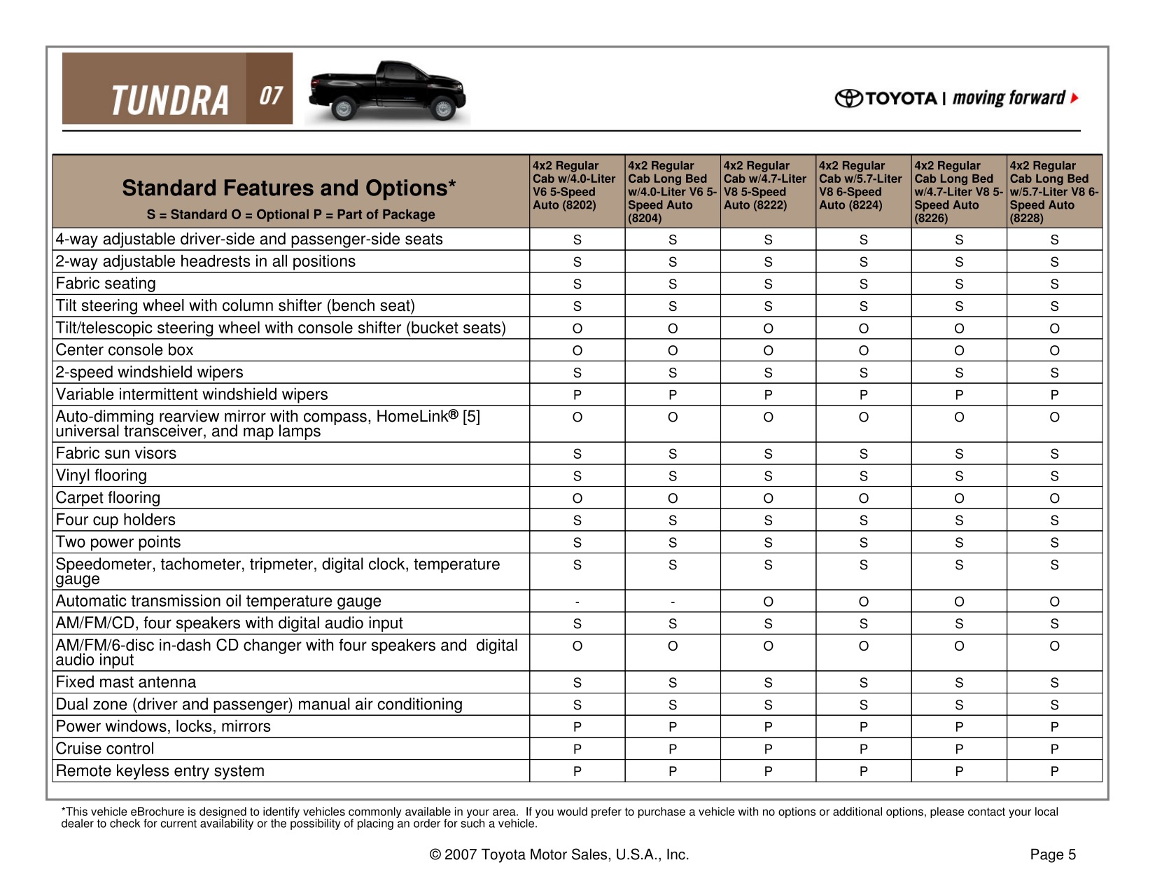 2007 Toyota Tundra RC 4x2 Brochure Page 6